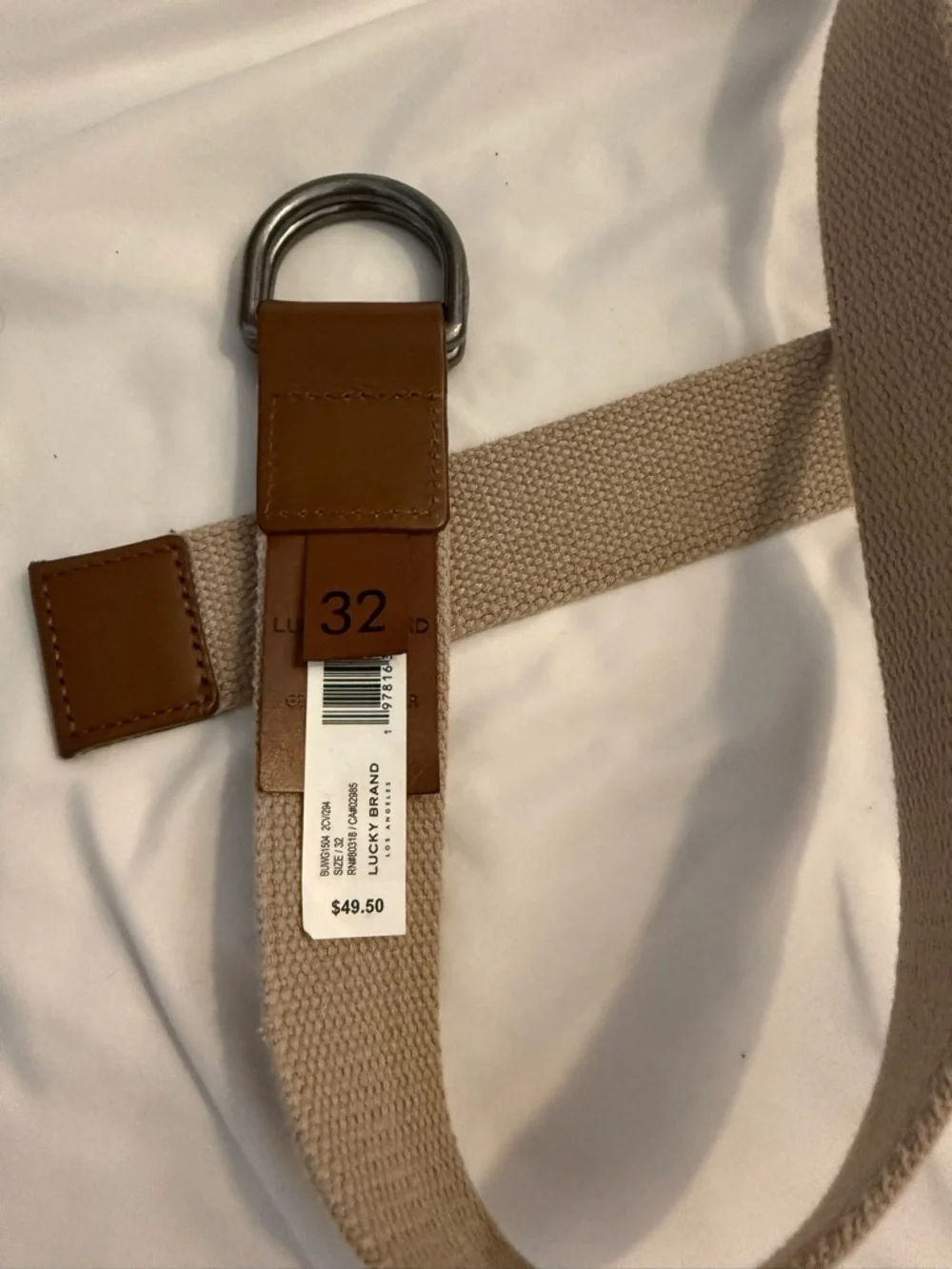 NWT Lucky Brand Men's Solid Webbing Belt Size 32